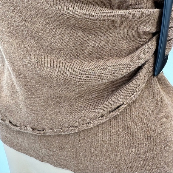 Nic + Zoe Faux Wrap Buckle Tan Knit Long Sleeve Sweater Size Small - Picture 4 of 8
